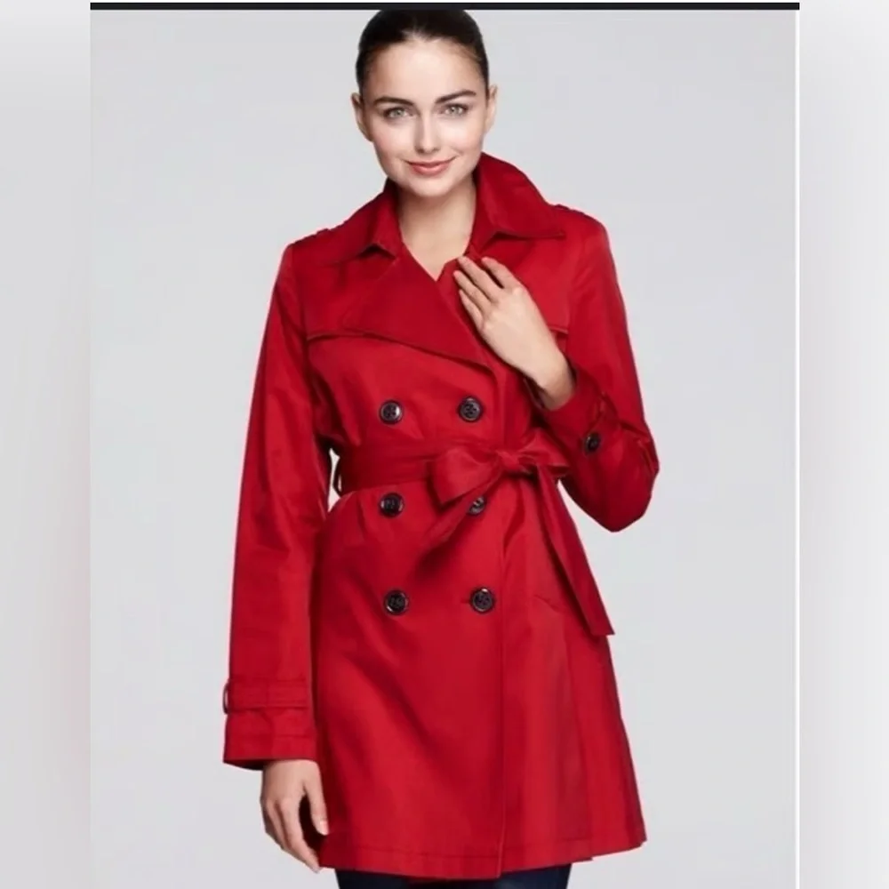 Jones New York Vibrant Red Trench Coat